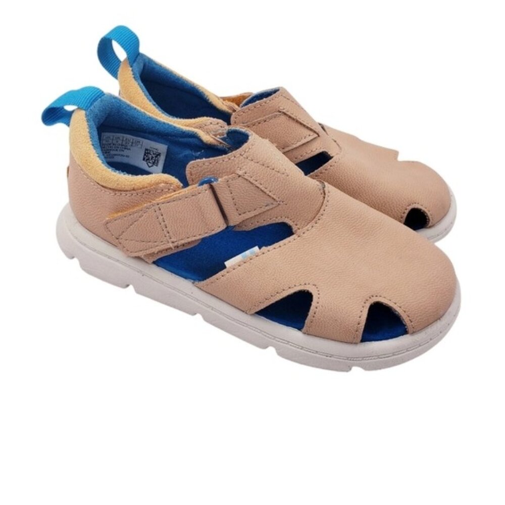 Toms Tan Caity Fisherman Honey Nubuck Faux Leather Sandals Girls Toddler Size 10